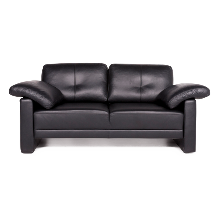Brühl &amp; Sippold leather sofa black genuine leather two-seater couch #8449