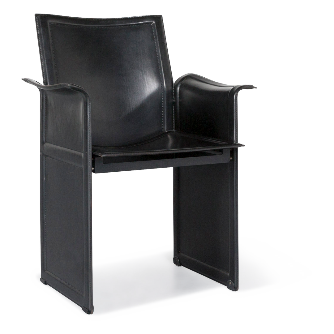 Matteo Grassi Korium KM1 Designer Leder Sessel Schwarz Echtleder Stuhl #7088