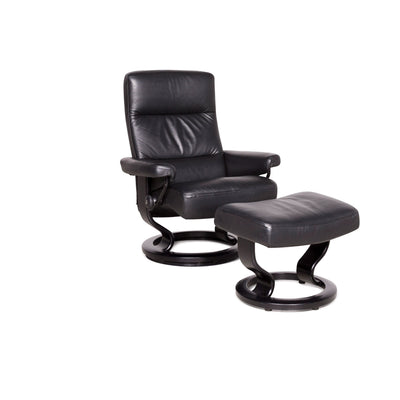 Stressless Atlantic M Leder Sessel mit Hocker Schwarz Echtleder Stuhl Relax Funktion #8027