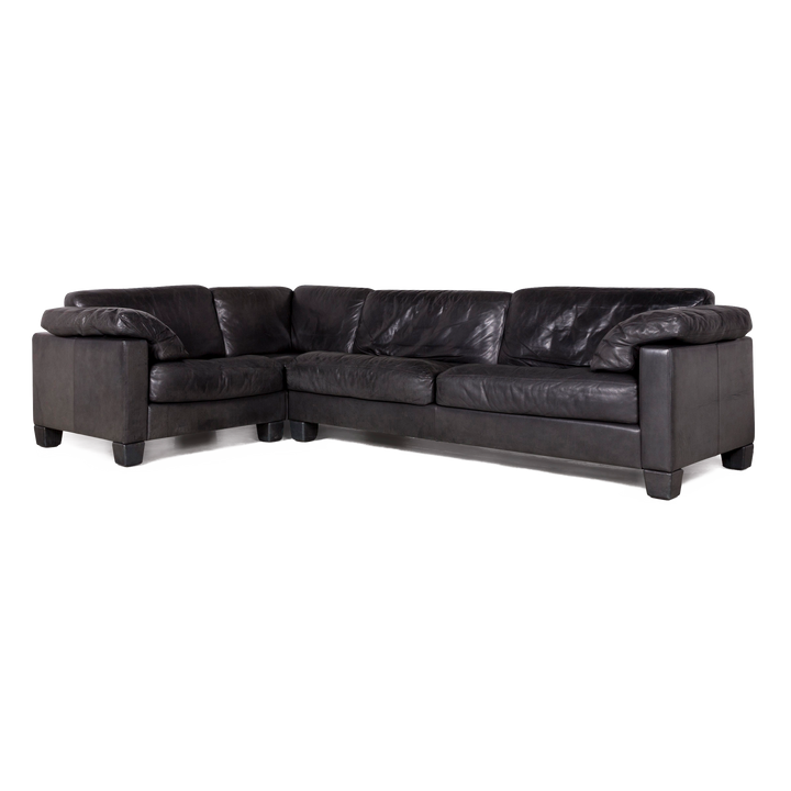 de Sede Designer Leder Ecksofa Schwarz Echtleder Sofa Couch #7317