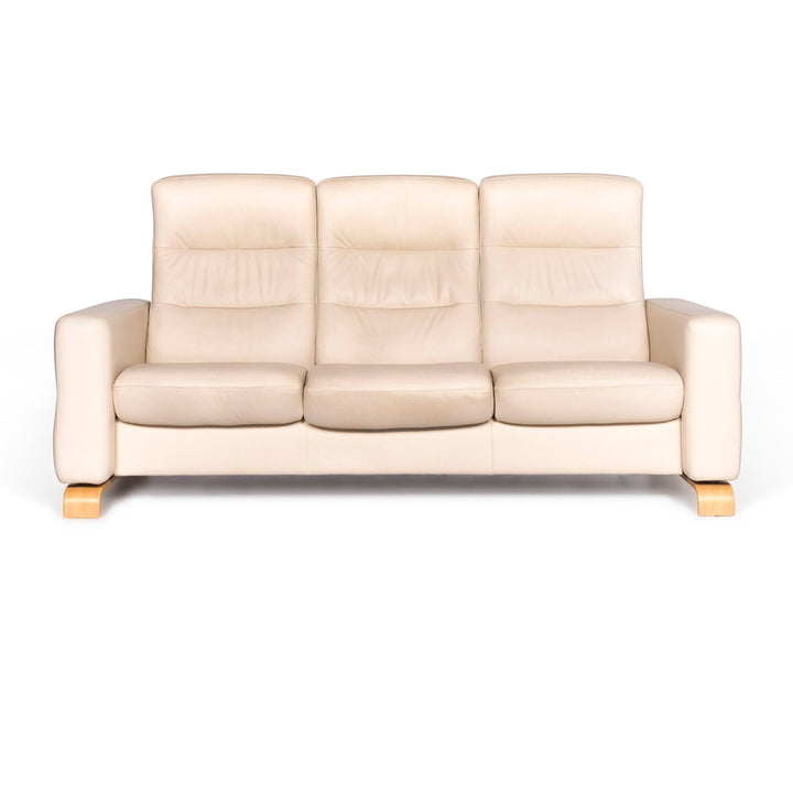 Stressless Wave Leder Sofa Beige Dreisitzer Couch Funktion #8921