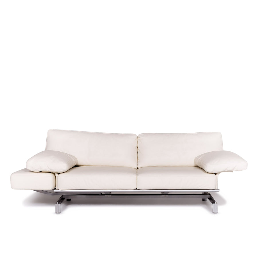 WK Wohnen Gaetano 687 Designer Leder Sofa Weiß Echtleder Zweisitzer Couch #8536