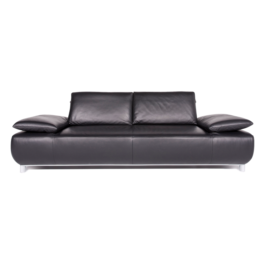 Koinor Volare designer leather sofa black genuine leather three-seater couch #8384