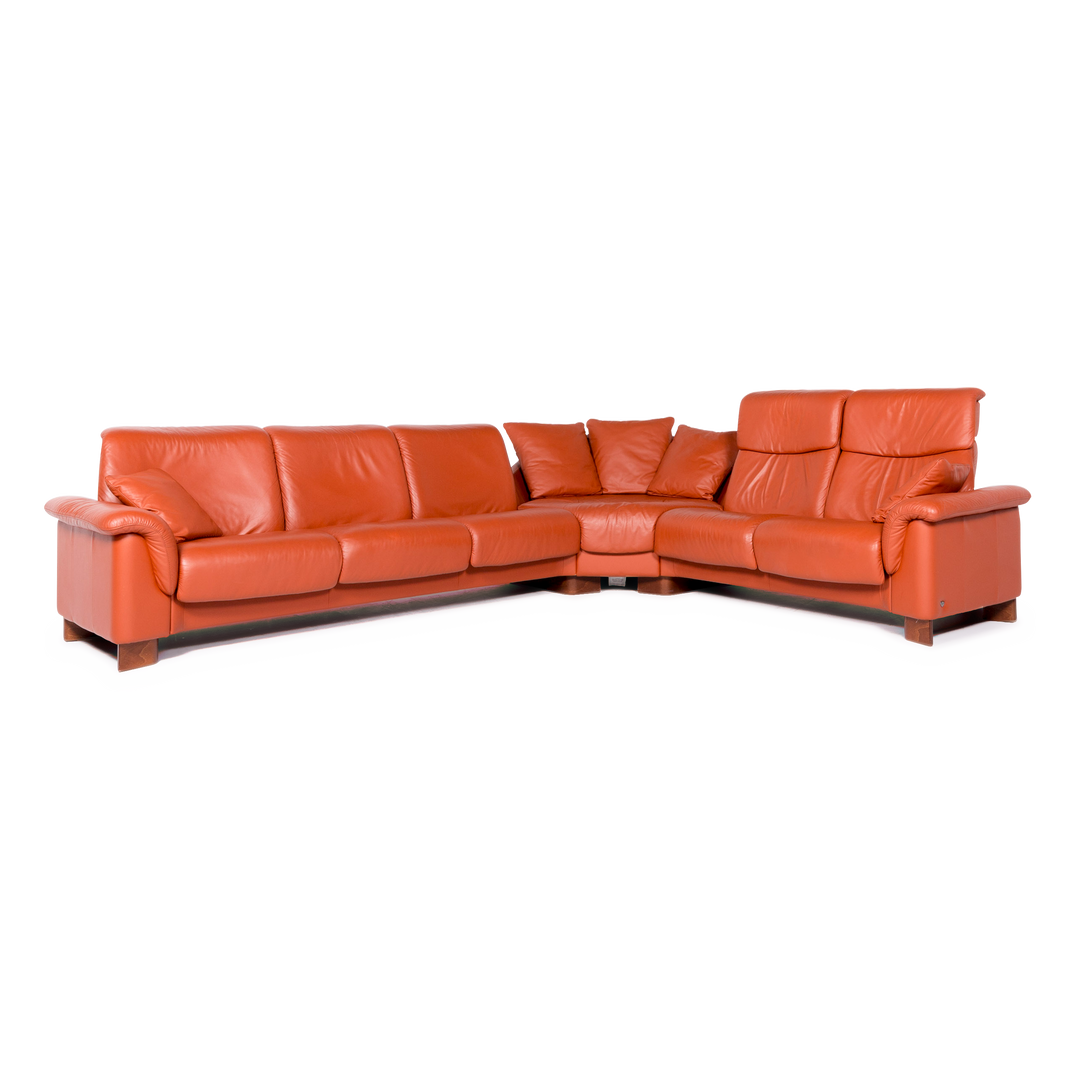 Stressless Eldorado Leder Ecksofa Orange Terrakotta Echtleder Sofa Couch #8655