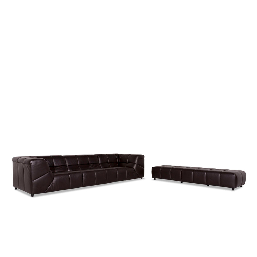 Ewald Schillig leather sofa set brown 1x four-seater 1x stool #10324