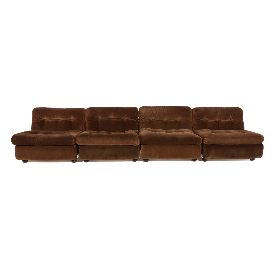 B&amp;B Italia Amanta Designer Fabric Sofa Brown Four Seater Couch #8654