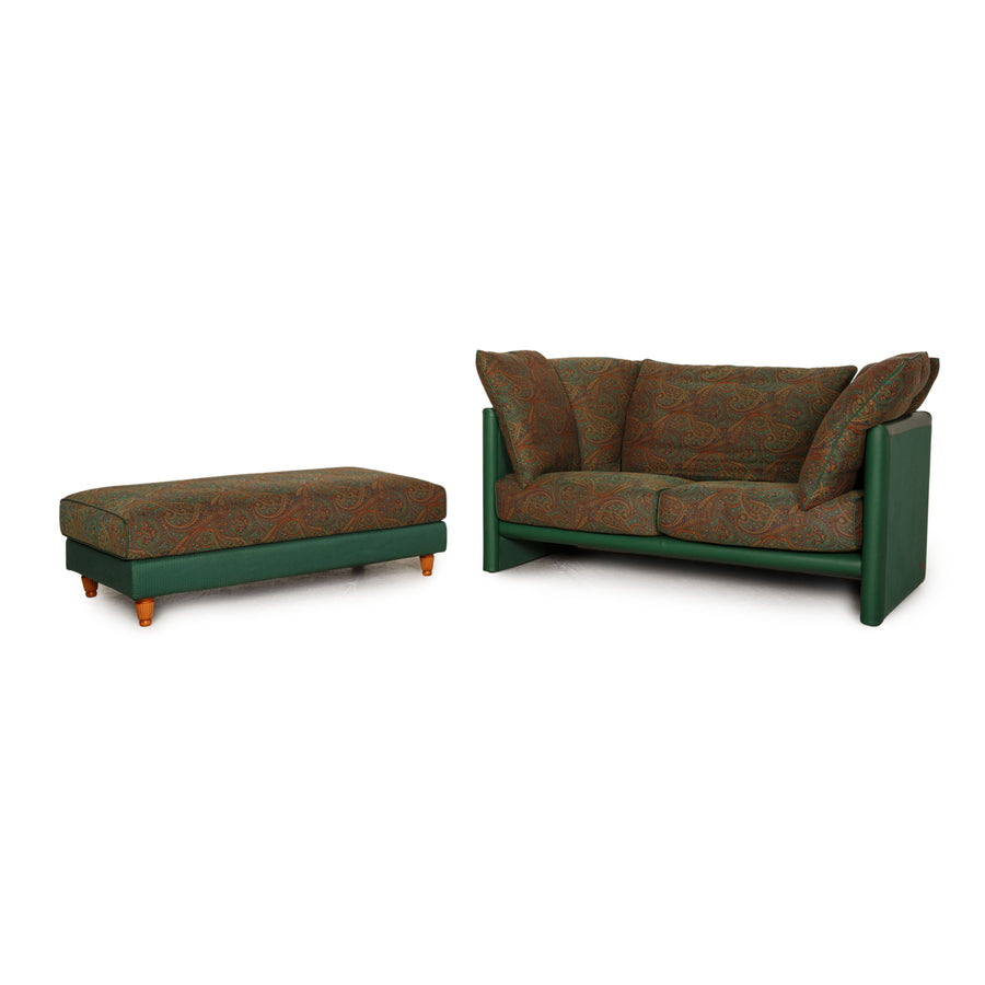 Fendi fabric sofa set green two seater pouf