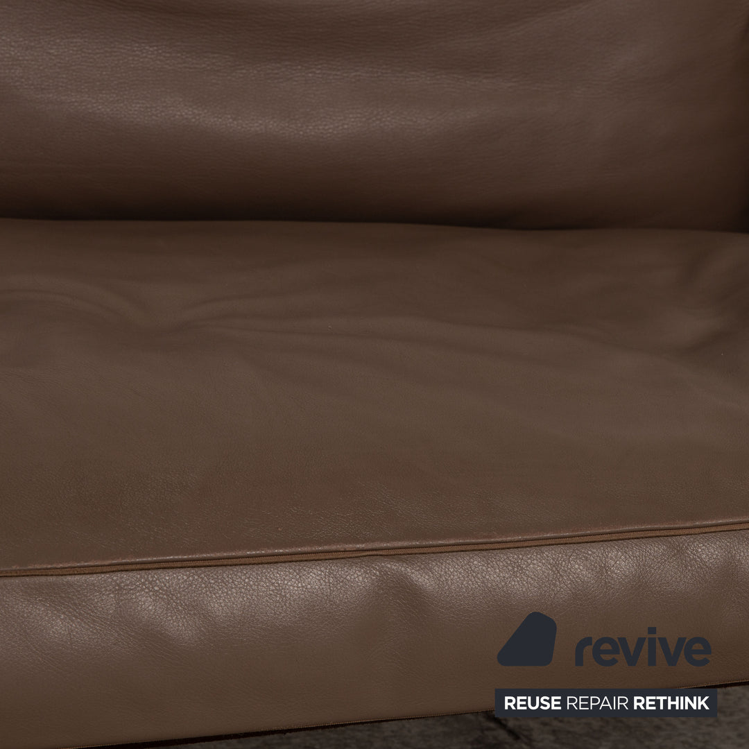 Flexform Lifesteel Leder Sofa Braun Dreisitzer Couch