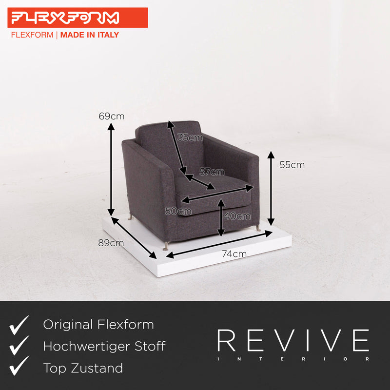 Flexform Stoff Sessel Garnitur Grau 2x Sessel 
