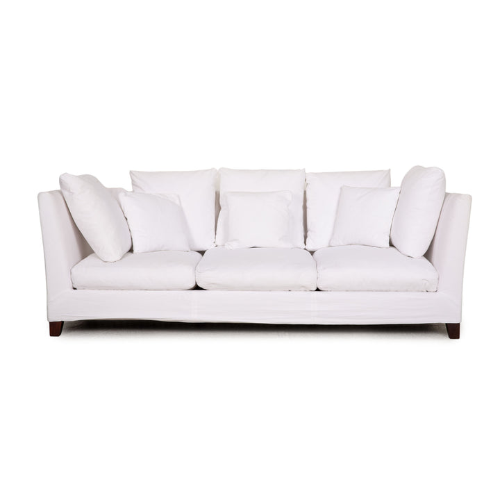 Flexform Victor Three Seater Fabric White Sofa Couch