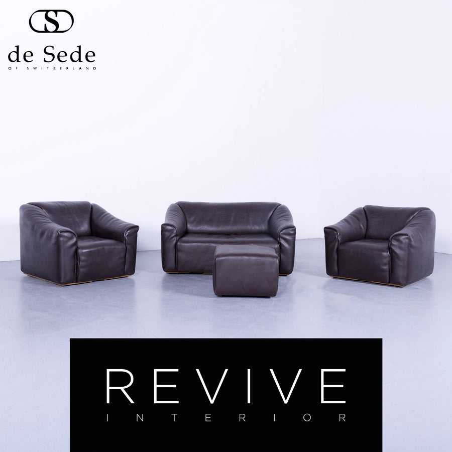 de Sede DS 47 Leder Sofa Garnitur Braun Zweisitzer Couch Sessel Funktion Echtleder #5984