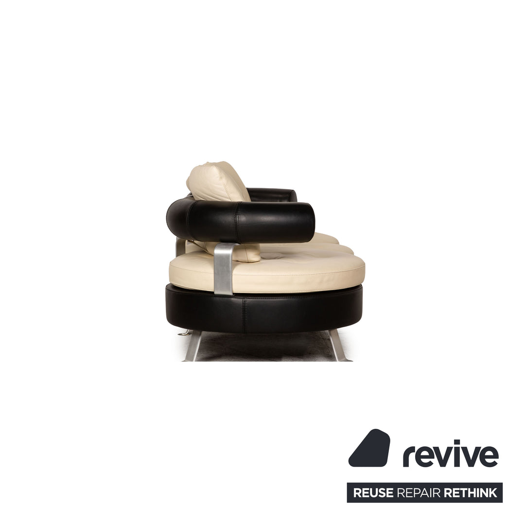 Canapé trois places en cuir crème Formenti par Mario Spinelli