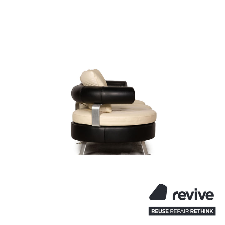 Canapé trois places en cuir crème Formenti par Mario Spinelli