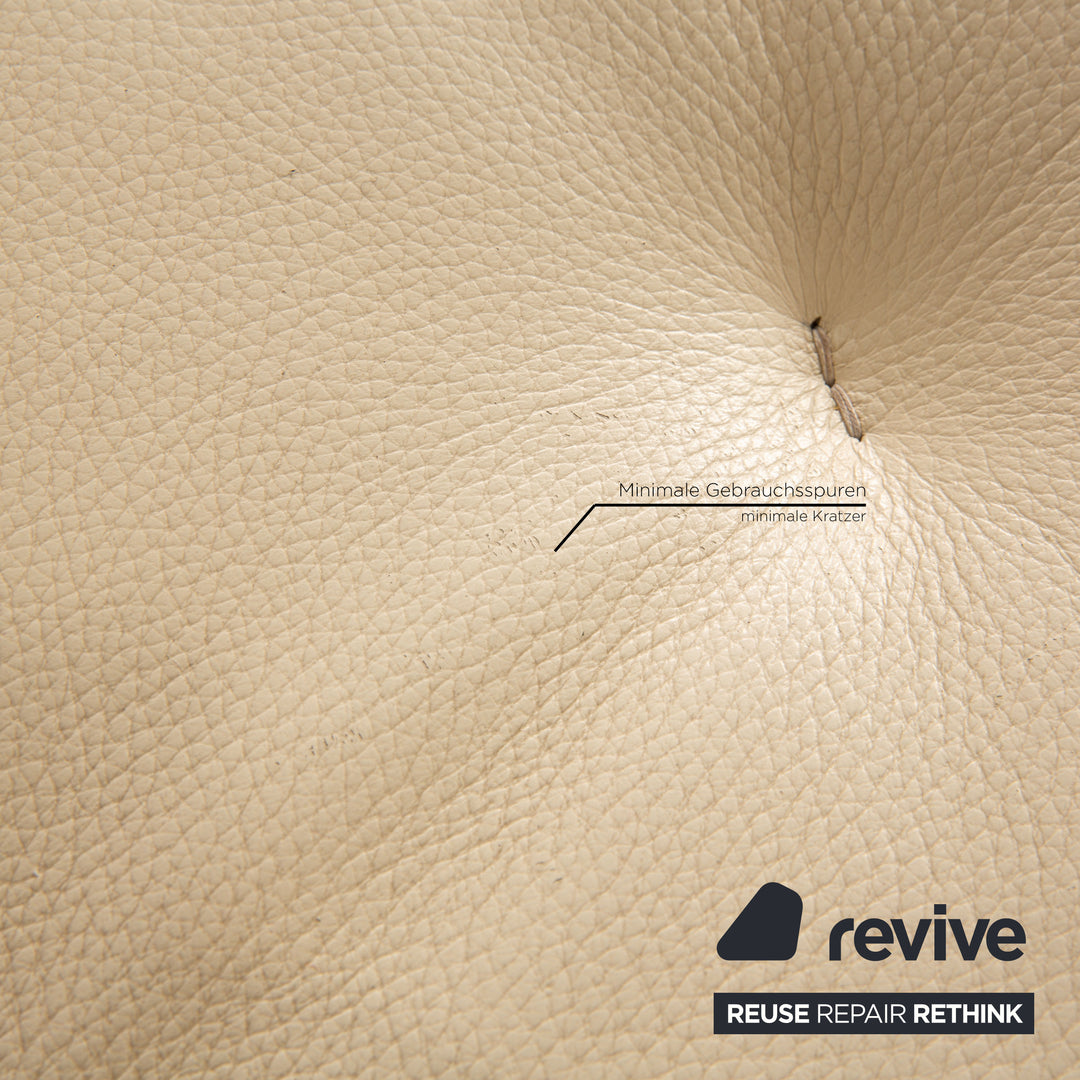 Canapé trois places en cuir crème Formenti par Mario Spinelli