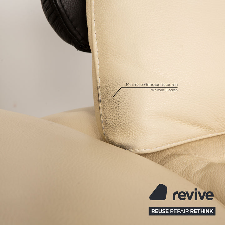 Canapé trois places en cuir crème Formenti par Mario Spinelli