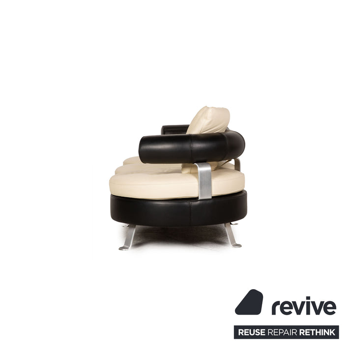 Canapé trois places en cuir crème Formenti par Mario Spinelli