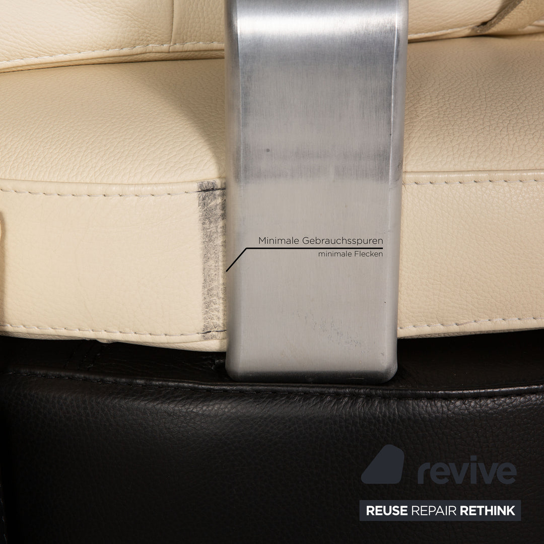 Canapé trois places en cuir crème Formenti par Mario Spinelli