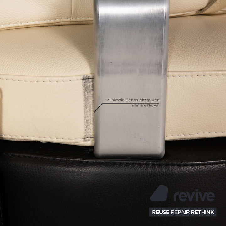 Canapé trois places en cuir crème Formenti par Mario Spinelli