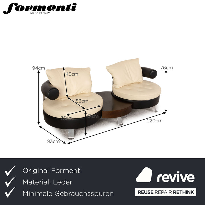 Formenti Leder Zweisitzer Creme Sofa Couch by Mario Spinelli