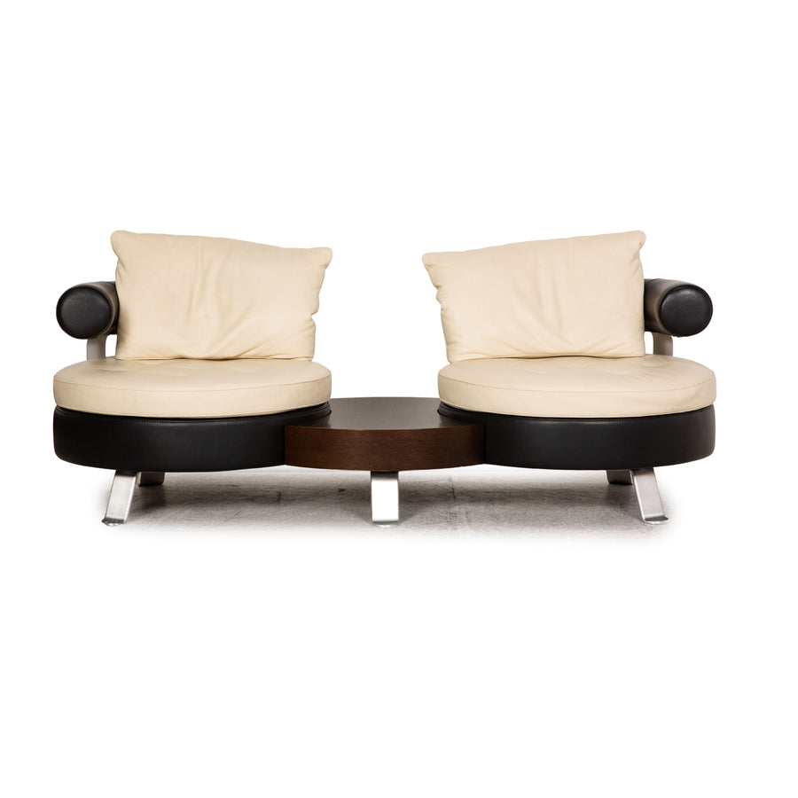 Formenti Leder Zweisitzer Creme Sofa Couch by Mario Spinelli