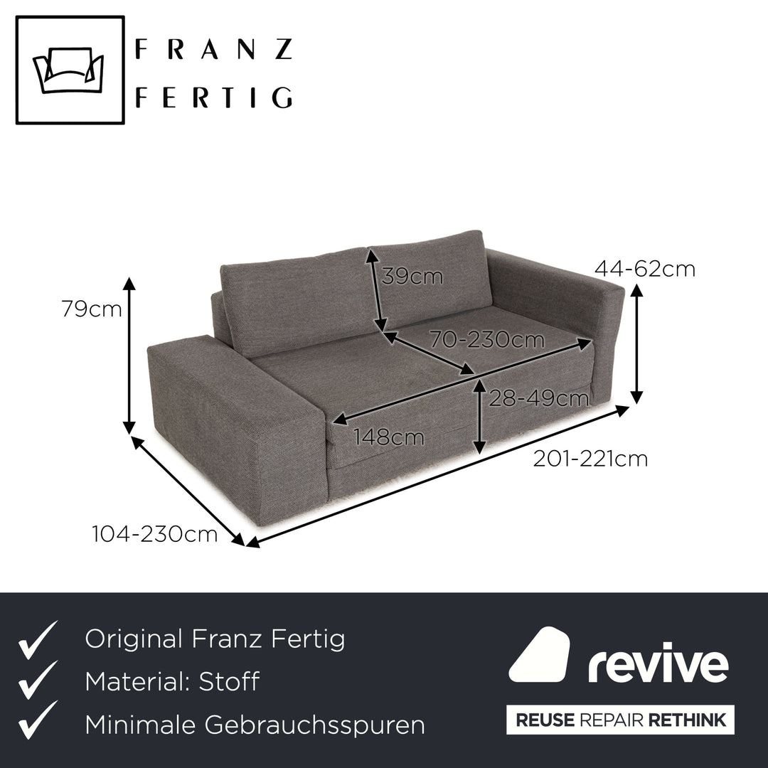 Franz Fertig Confetto Stoff Sofa Grau Zweisitzer Couch Schlafsofa