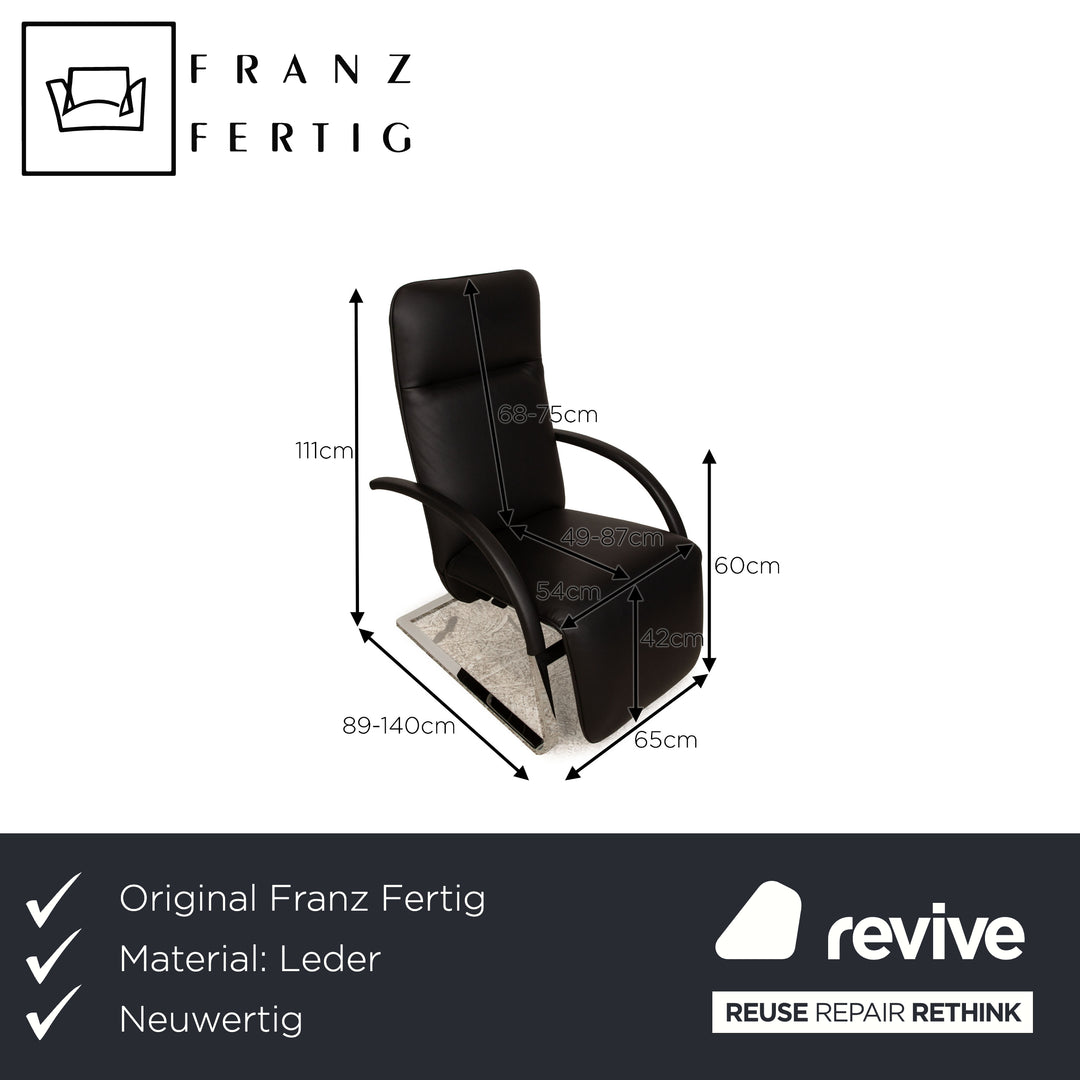 Franz Fertig Leder Sessel Schwarz manuelle Relaxfunktion