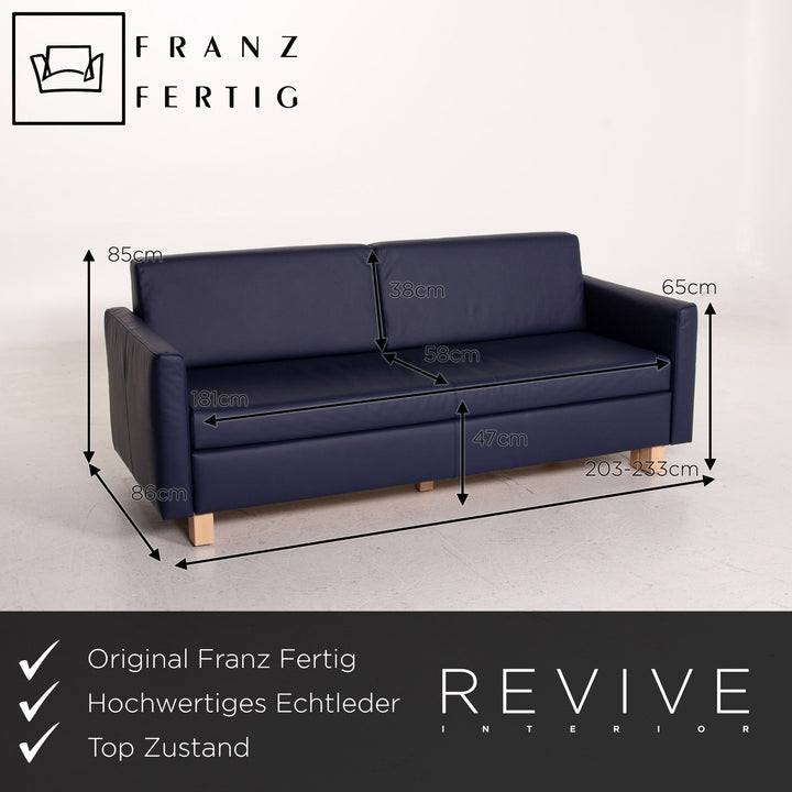 Franz Fertig Minnie Leder Schlafsofa Blau Dunkelblau Zweisitzer Schlaffunktion Funktion Sofa Couch #14784