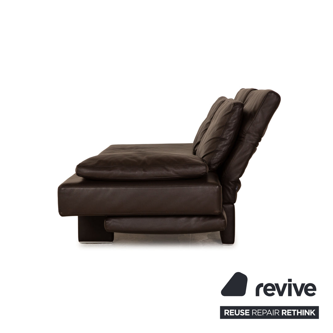 Franz Fertig Scene Leder Dreisitzer Braun Dunkelbraun Sofa Couch manuelle Schlaffunktion