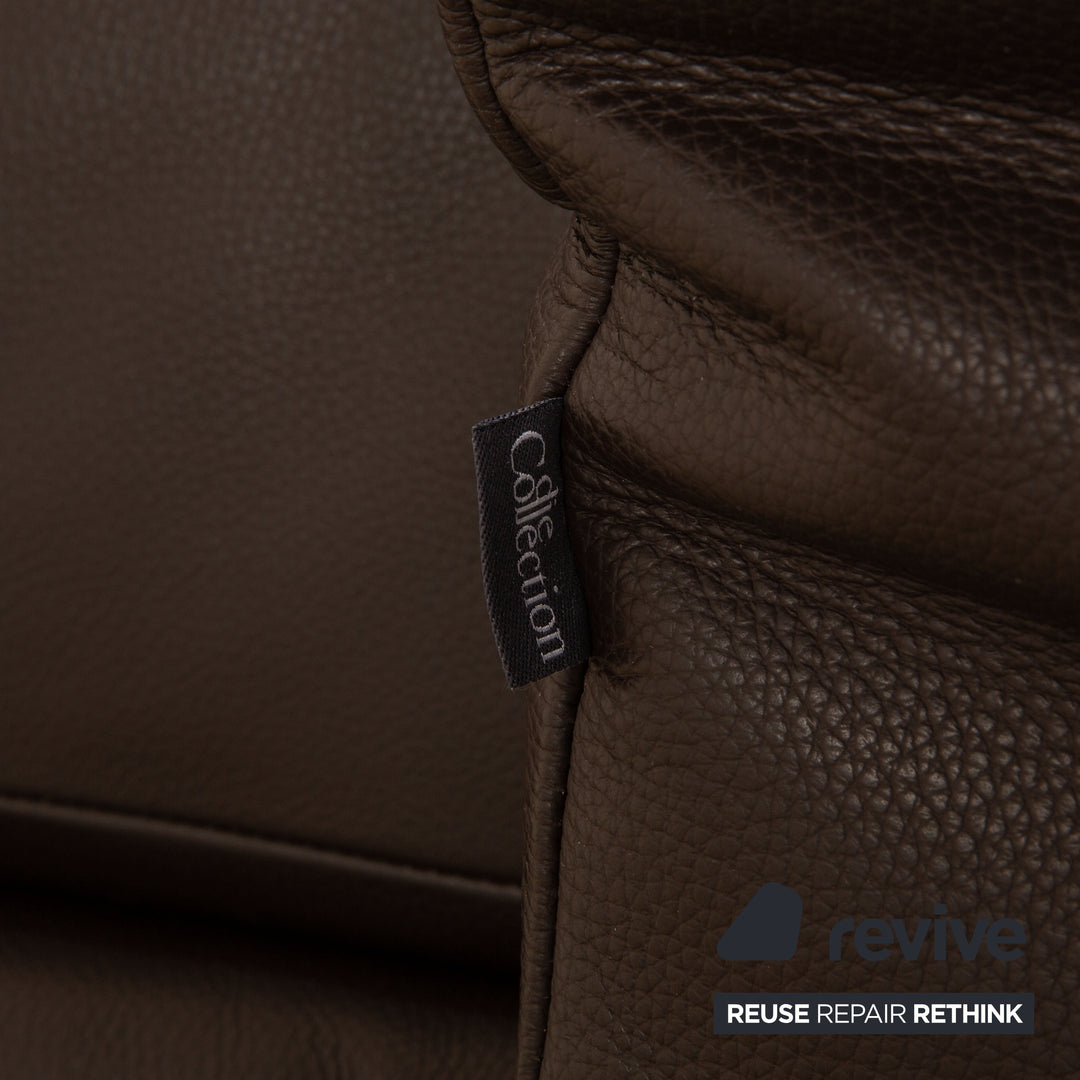 Franz Fertig Scene Leder Dreisitzer Braun Dunkelbraun Sofa Couch manuelle Schlaffunktion