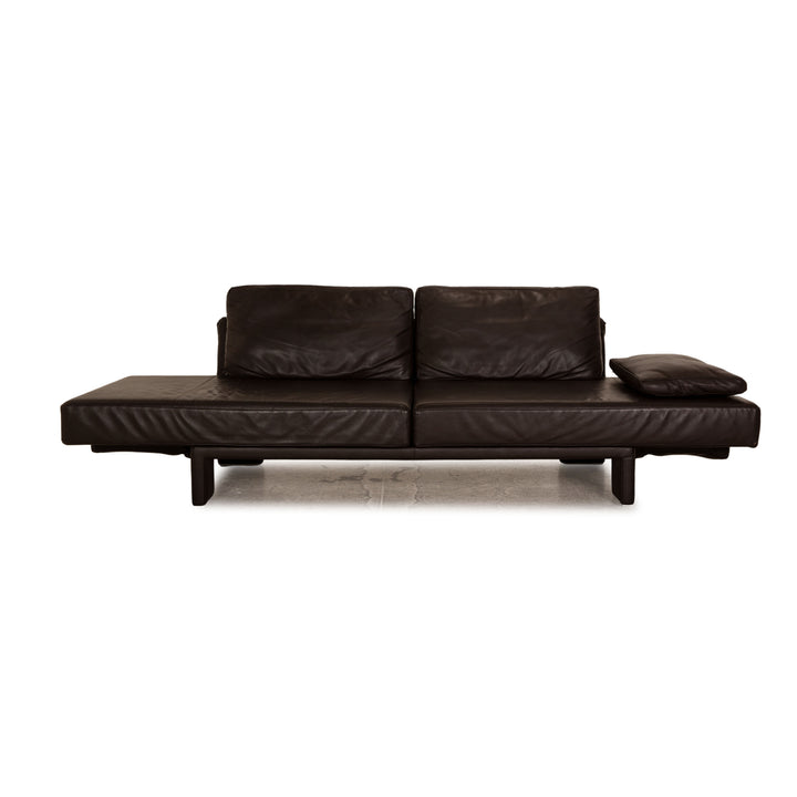 Franz Fertig Scene Leder Dreisitzer Braun Dunkelbraun Sofa Couch manuelle Schlaffunktion