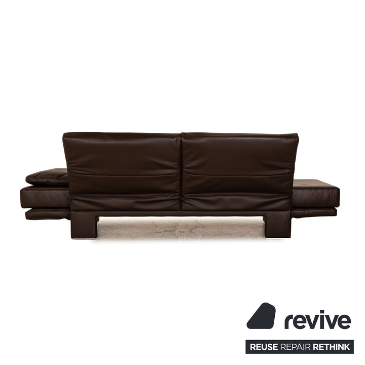 Franz Fertig Scene Leder Dreisitzer Braun Dunkelbraun Sofa Couch manuelle Schlaffunktion