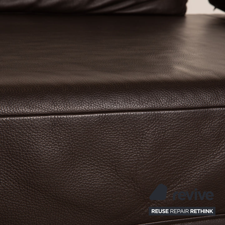 Franz Fertig Scene Leder Dreisitzer Braun Dunkelbraun Sofa Couch manuelle Schlaffunktion
