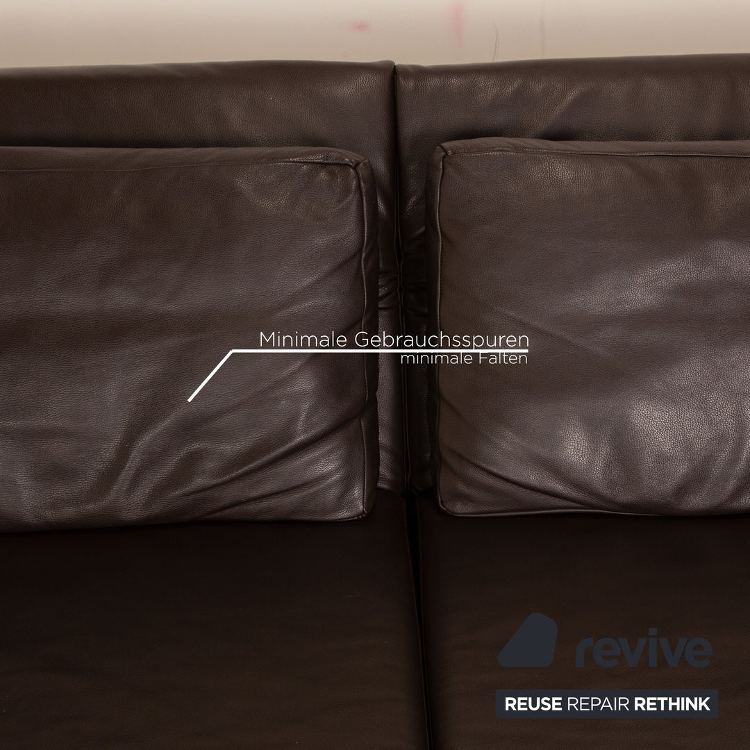 Franz Fertig Scene Leder Dreisitzer Braun Dunkelbraun Sofa Couch manuelle Schlaffunktion