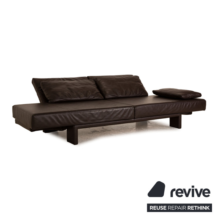 Franz Fertig Scene Leder Dreisitzer Braun Dunkelbraun Sofa Couch manuelle Schlaffunktion