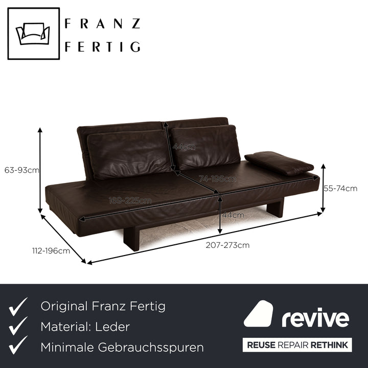 Franz Fertig Scene Leder Dreisitzer Braun Dunkelbraun Sofa Couch manuelle Schlaffunktion