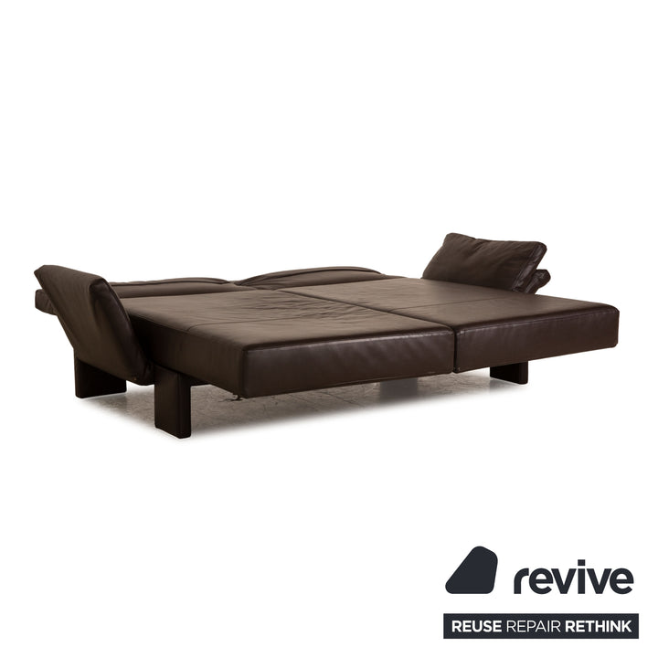 Franz Fertig Scene Leder Dreisitzer Braun Dunkelbraun Sofa Couch manuelle Schlaffunktion