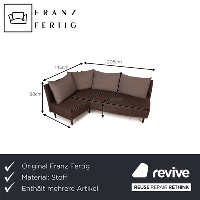 Franz Fertig Taipei Stoff Sofa Garnitur Braun Ecksofa Hocker Couch