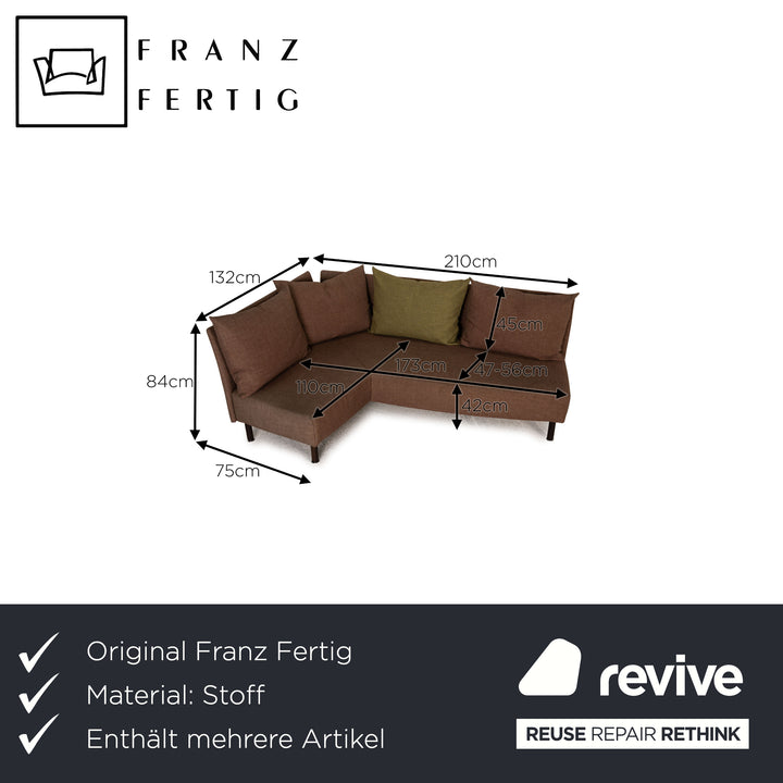 Franz Ready Taipei Fabric Sofa Set Brown Corner Sofa Stool