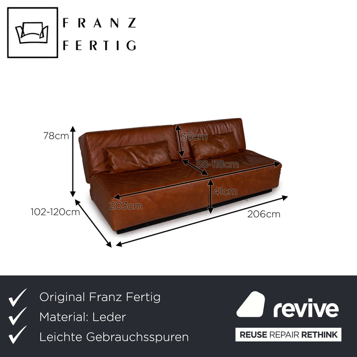 Franz Ready Tema Leather Sofa Brown Two-Seater Function Sleep Function