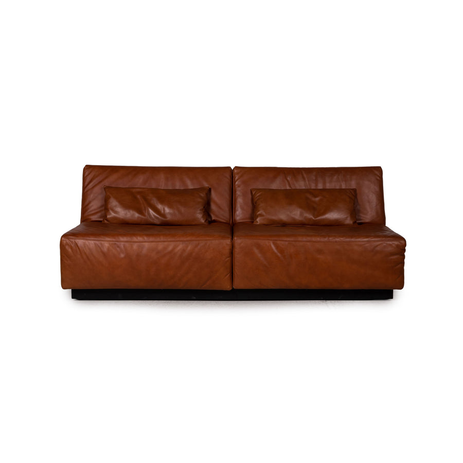 Franz Ready Tema Leather Sofa Brown Two-Seater Function Sleep Function