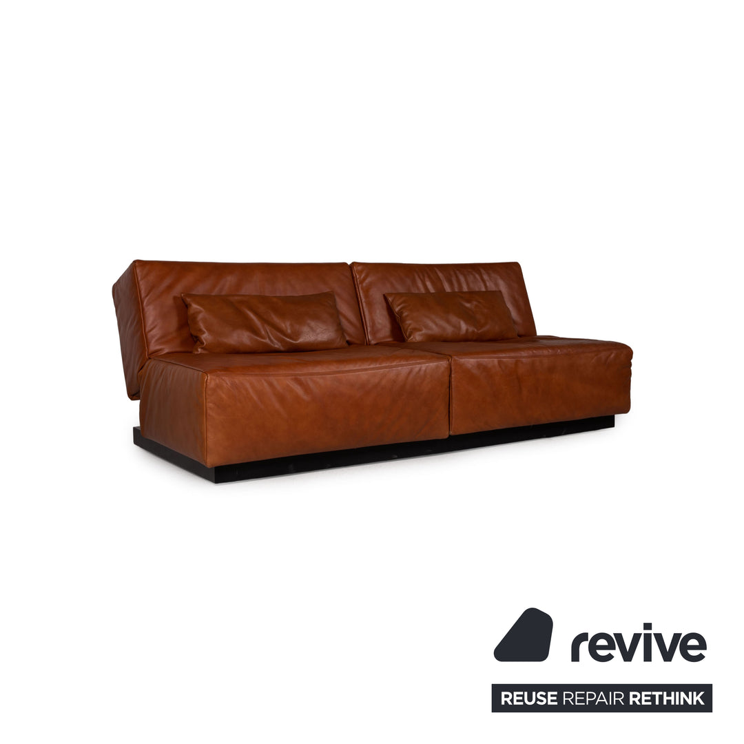 Franz Ready Tema Leather Sofa Brown Two-Seater Function Sleep Function