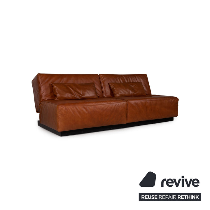 Franz Ready Tema Leather Sofa Brown Two-Seater Function Sleep Function