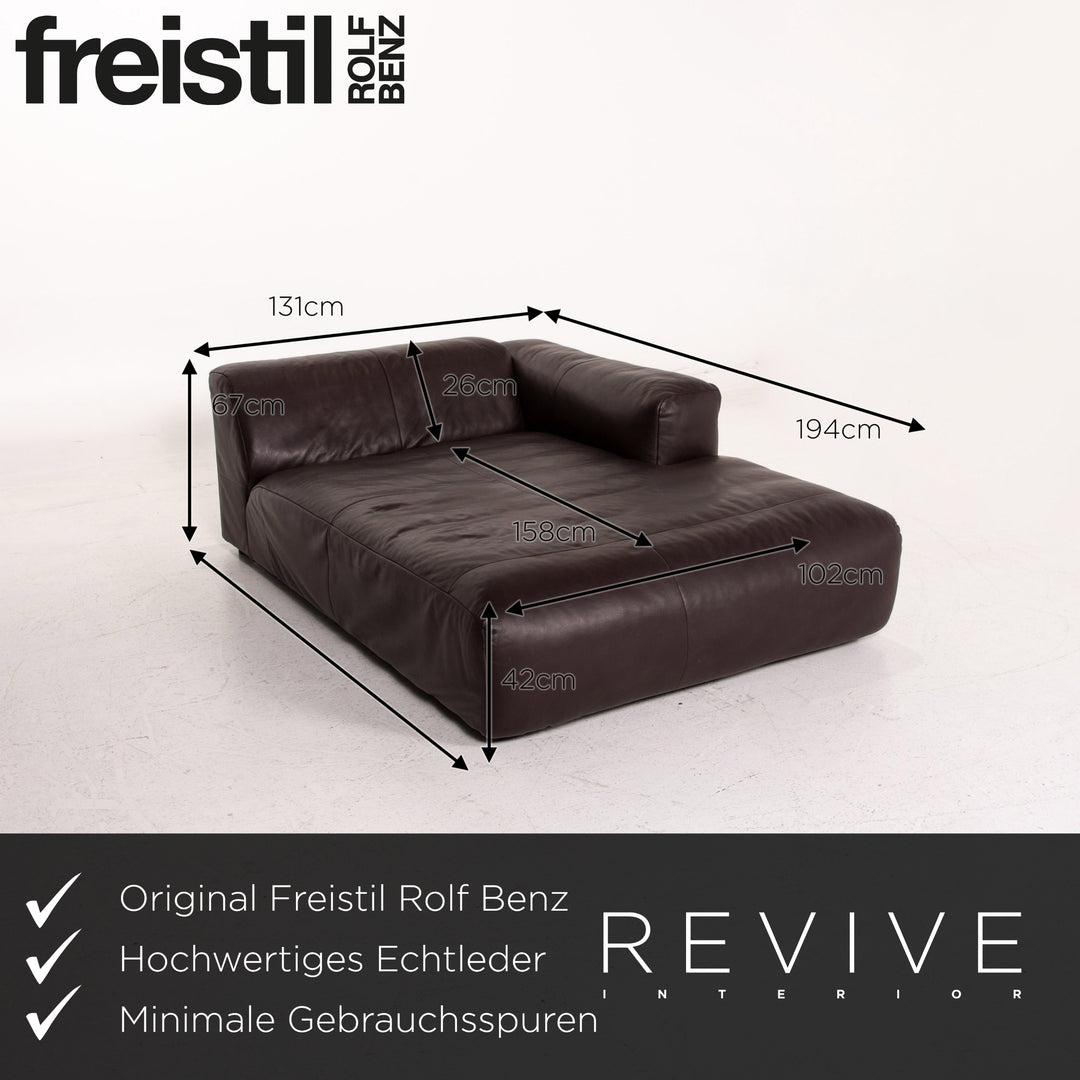 Freistil Rolf Benz 187 leather sofa dark brown brown two-seater recamier couch #15150