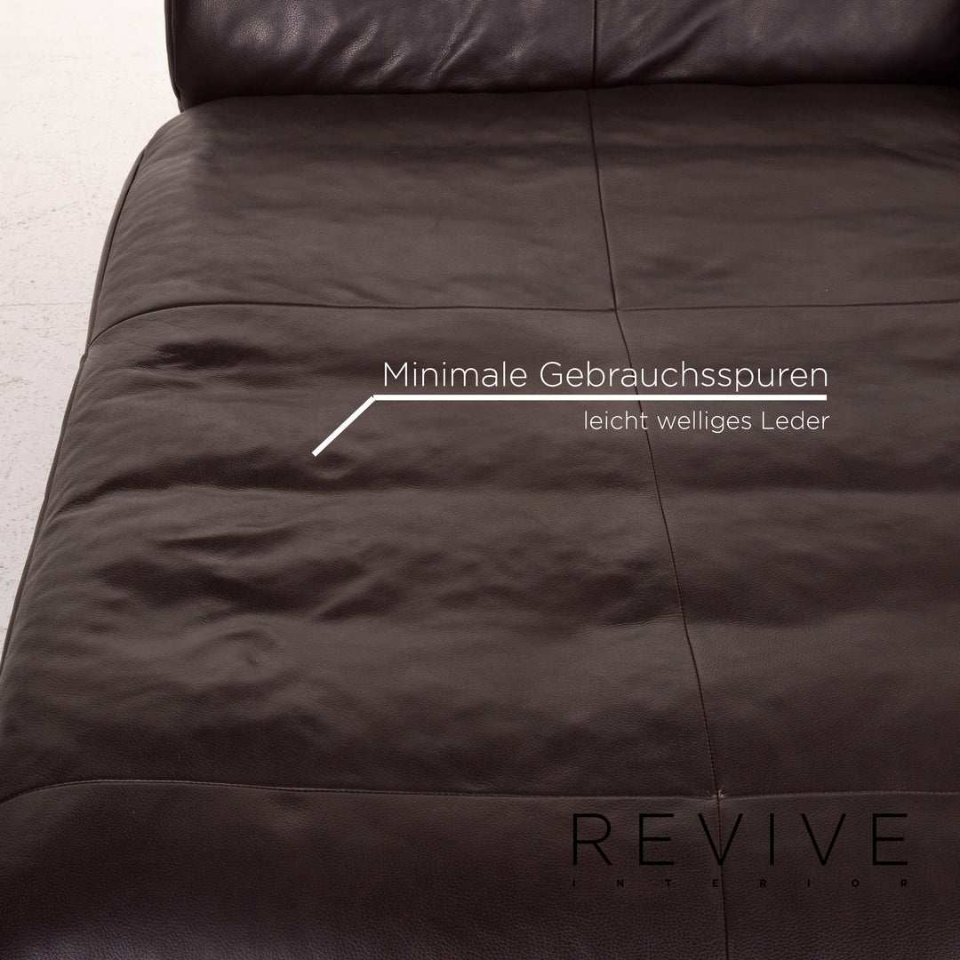 Freistil Rolf Benz 187 leather sofa dark brown brown two-seater recamier couch #15150