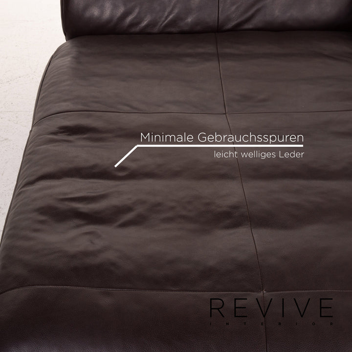 Freistil Rolf Benz 187 leather sofa dark brown brown two-seater recamier couch #15150