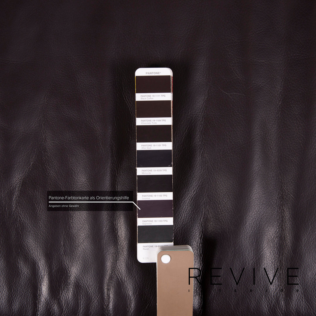 Freistil Rolf Benz Leather Sofa Dark Brown Three Seater #14654