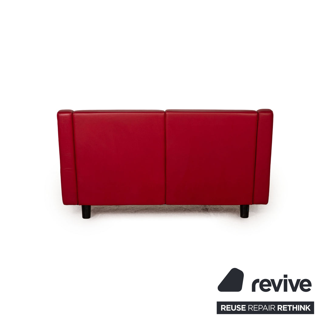 Fritz Hansen Decision Leather Sofa Red Two Seater Couch