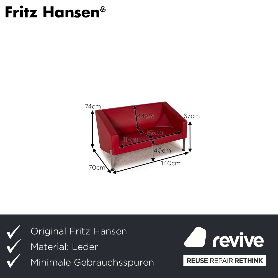 Fritz Hansen Decision Leder Sofa Rot Zweisitzer Couch