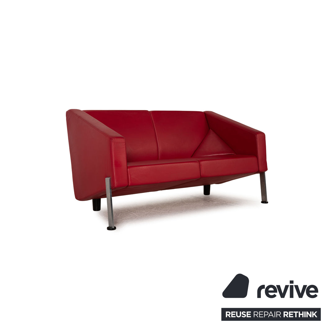 Fritz Hansen Decision Leather Sofa Red Two Seater Couch