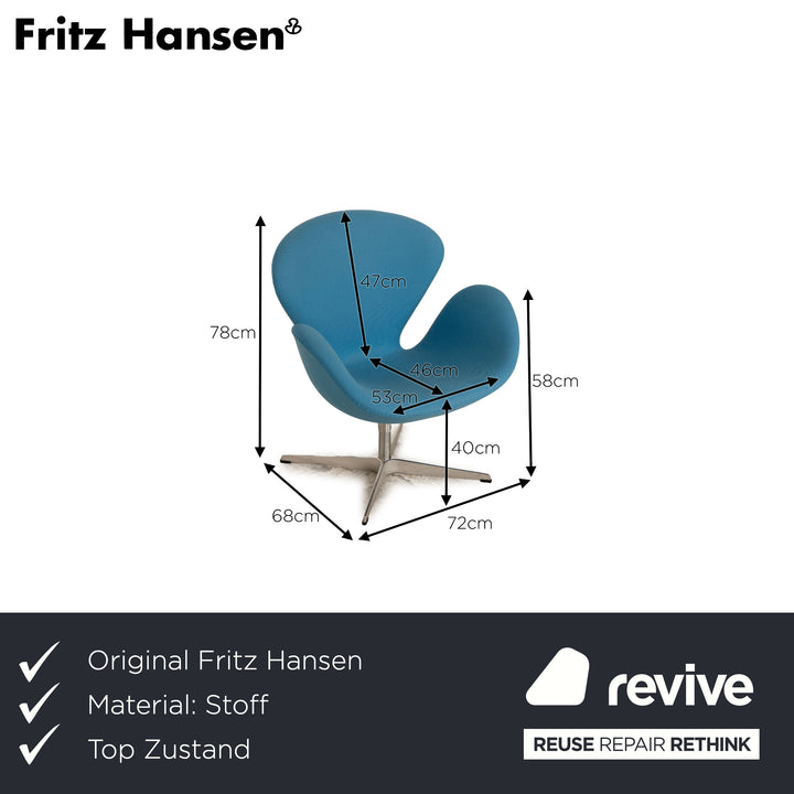 Fritz Hansen Swan Stoff Sessel Blau